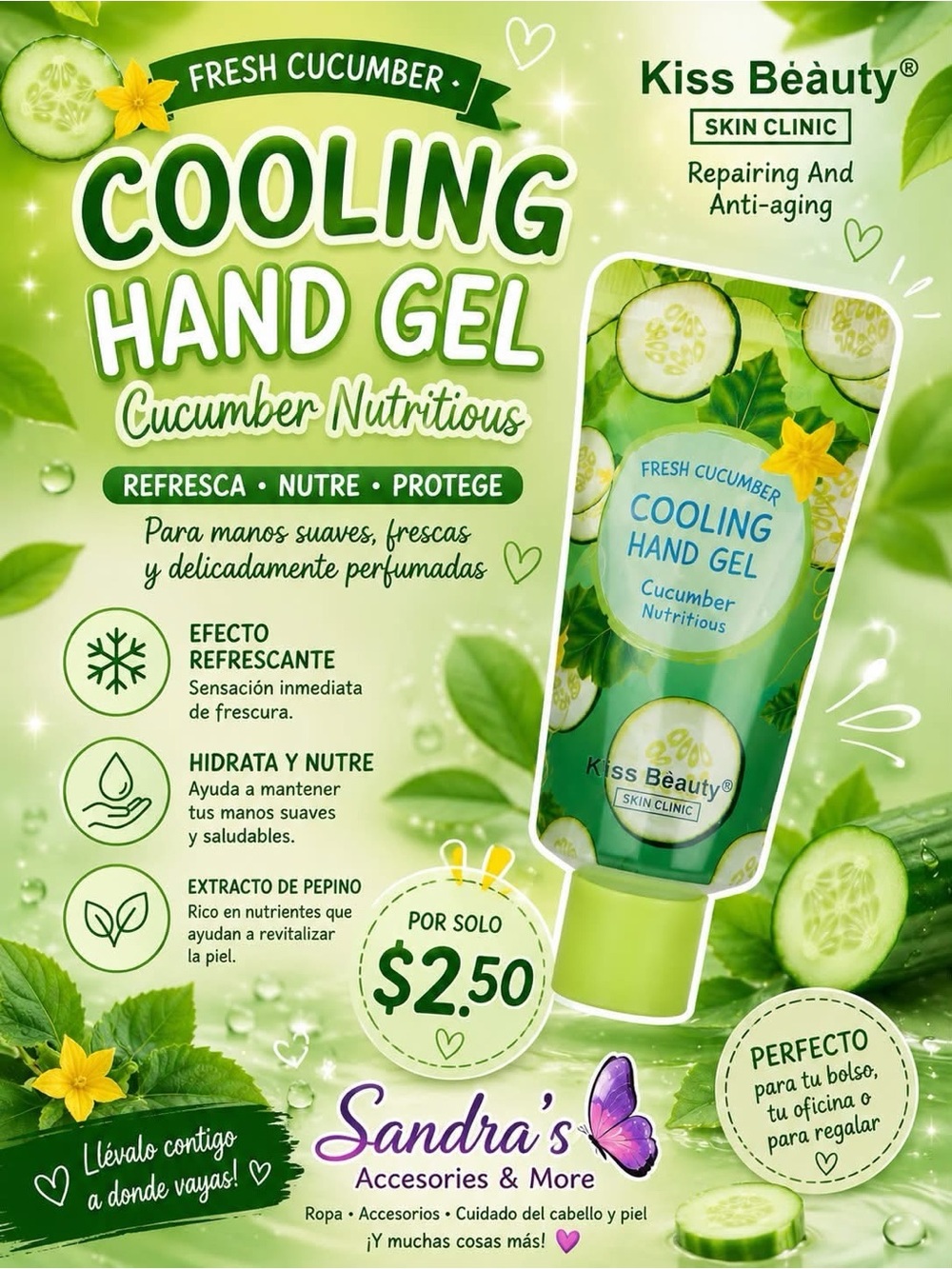 Cooling Hand Gel - Cucumber (Green)